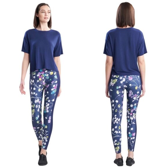 Josie Natori Size S Navy Trellis Wave Solstice Hi-Rise Media Pocket‎ Legging - Picture 5 of 6